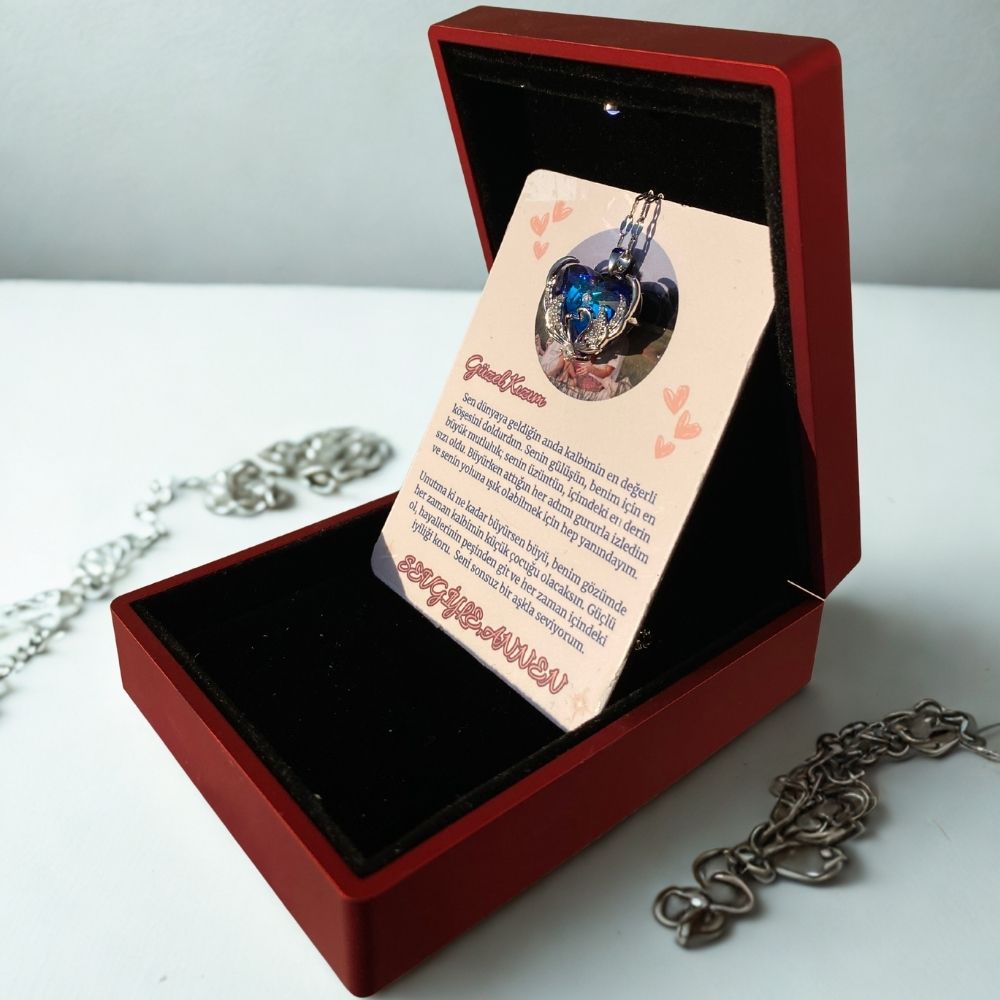 Güzel Kızıma Okyanus Kalbi Kolye