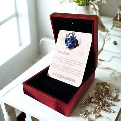 Canım Kızıma Kelebekli Mavi Kalp Kolye