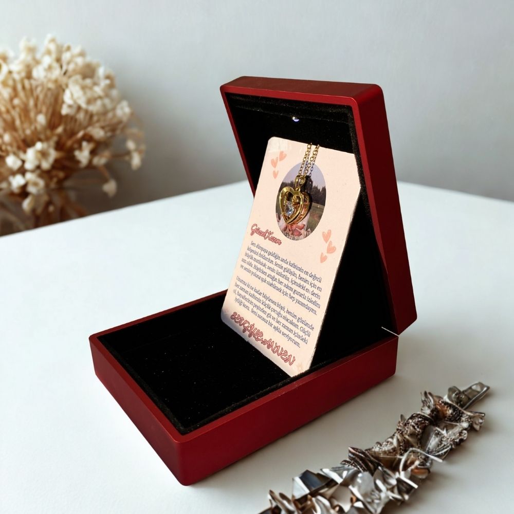 Güzel Kızıma Kalp Kolye