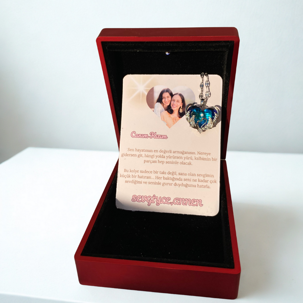 Canım Kızıma Okyanus Kalbi Kolye