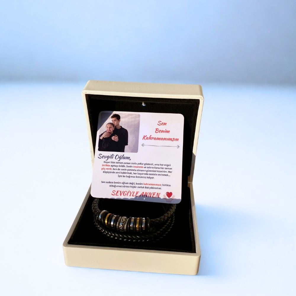 Sevgili Oğluma - Üçlü Deri ve Halkalı Bileklik